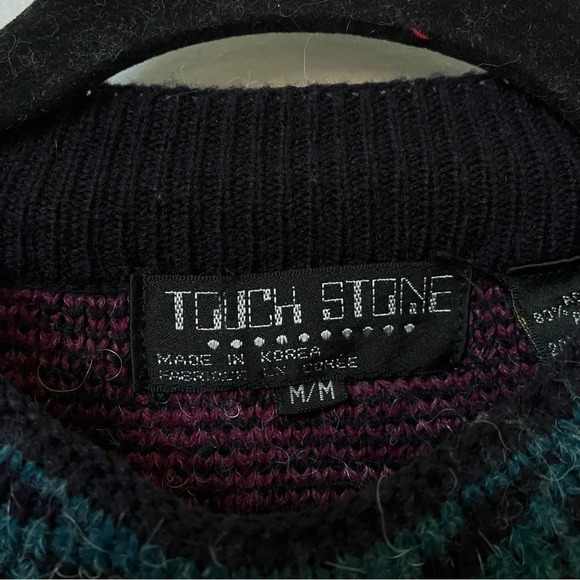 Touch Stone Vintage Black and Purple Crew Neck Sweater - Picture 4 of 5